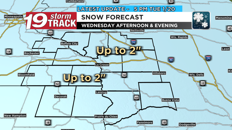 Light snow showers Tuesday night with an additional round of snow ...