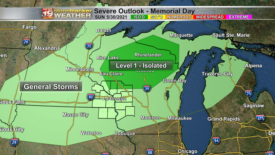 Isolated showers and clouds Sunday, isolated storms Memorial Day ...