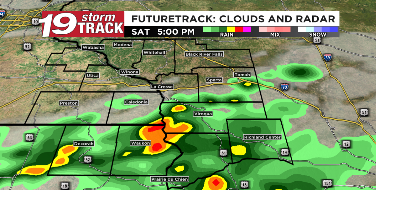 Seasonably cool and a bit breezy weekend with a chance of scattered showers on Saturday