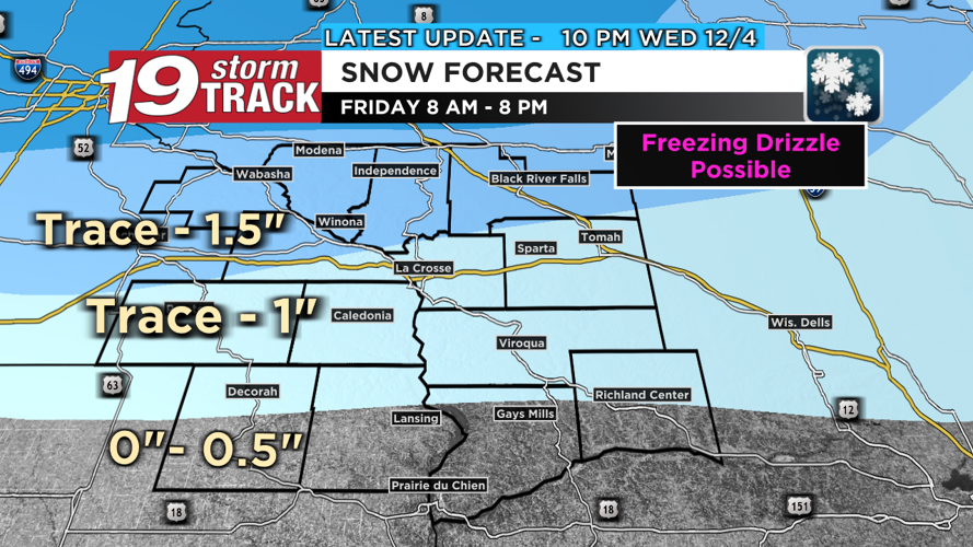 Snow chances Friday with possible freezing drizzle; Another round of ...