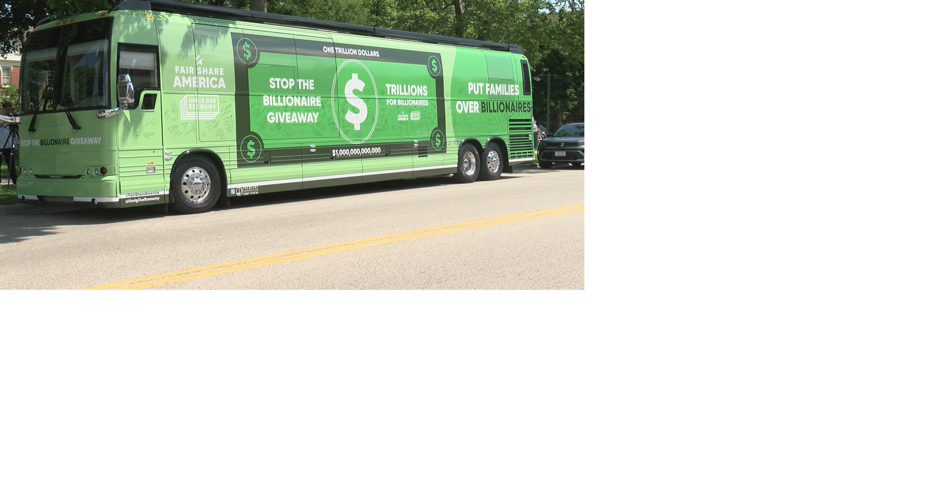 Stop the Billionaire Giveaway National Bus Tour stops in La Crosse, walks to Rep. Van Orden’s office | Politics