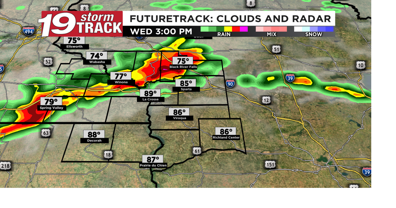 Afternoon and Evening Scattered storms on Wednesday