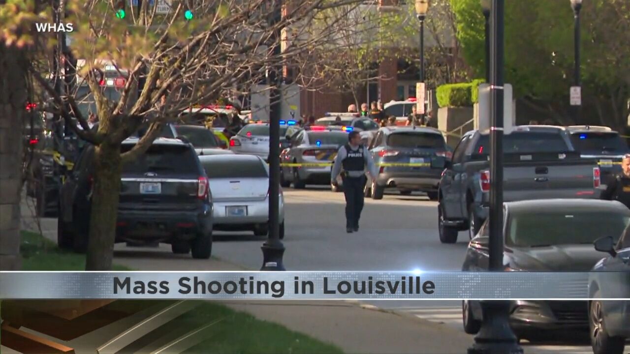 Community members gather at site of Louisville mass shooting, pay