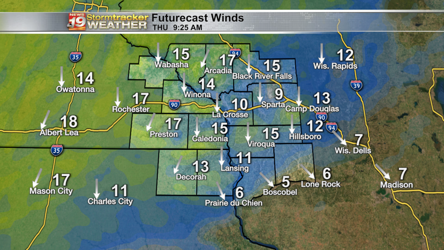 Showers, crisp air and gusty winds following a cold front that gives us ...
