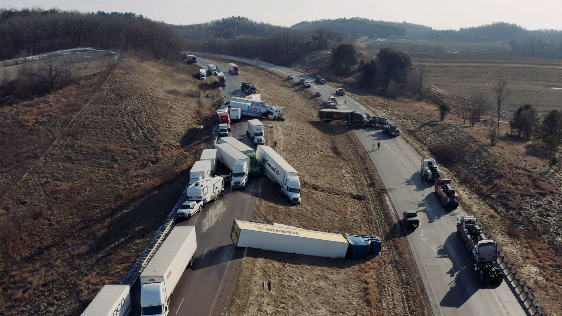 WATCH: Drone Video And Images Of I-94 Crash | News | Wxow.com