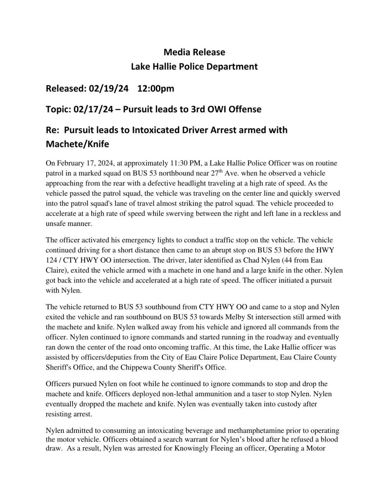 Man arrested for OWI after stopping, running on Eau Claire area highway ...