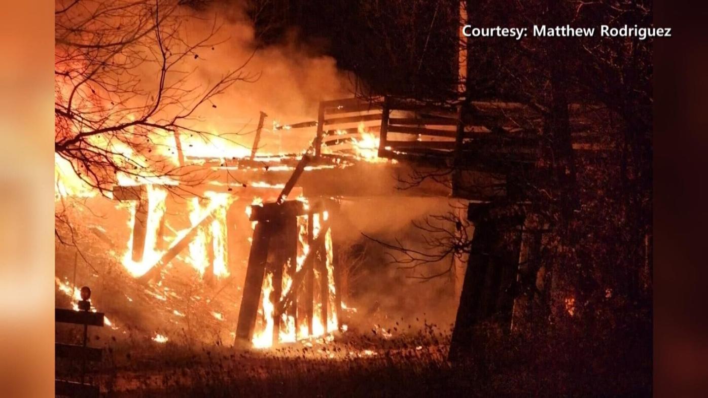 Video shows bridge engulfed in flames; Officials suspect arson | Crime and  Courts | wxow.com, image size:1396x785