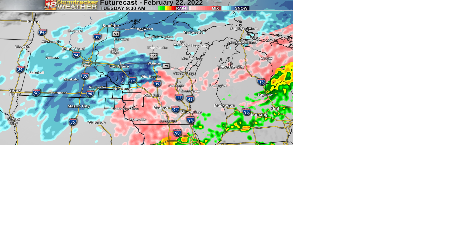 Freezing rain and snow will cause difficult travel conditions Tuesday ...