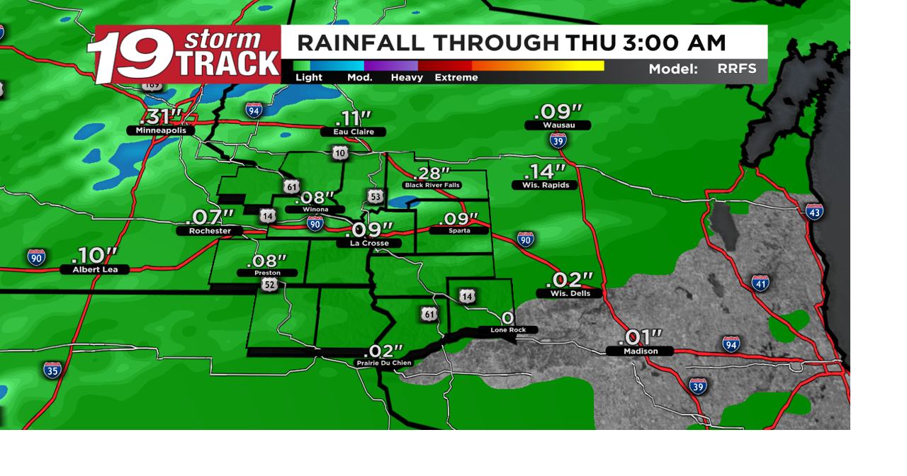 Scattered showers Wednesday night; Trending drier this weekend