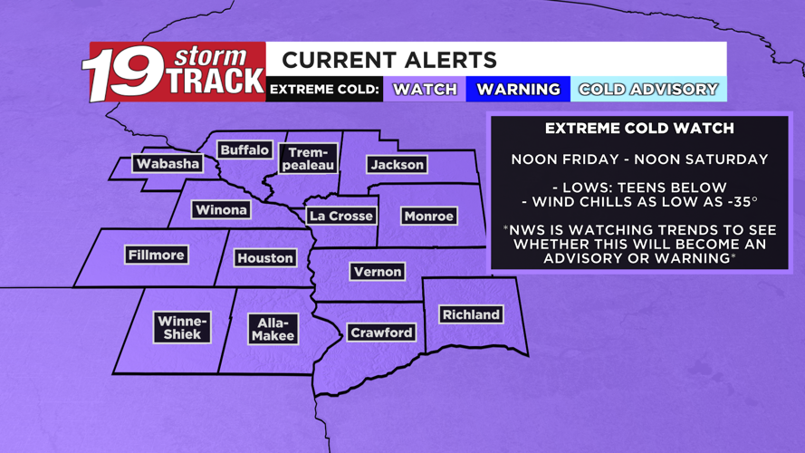 Dangerously cold conditions remain on track to move in later tonight ...
