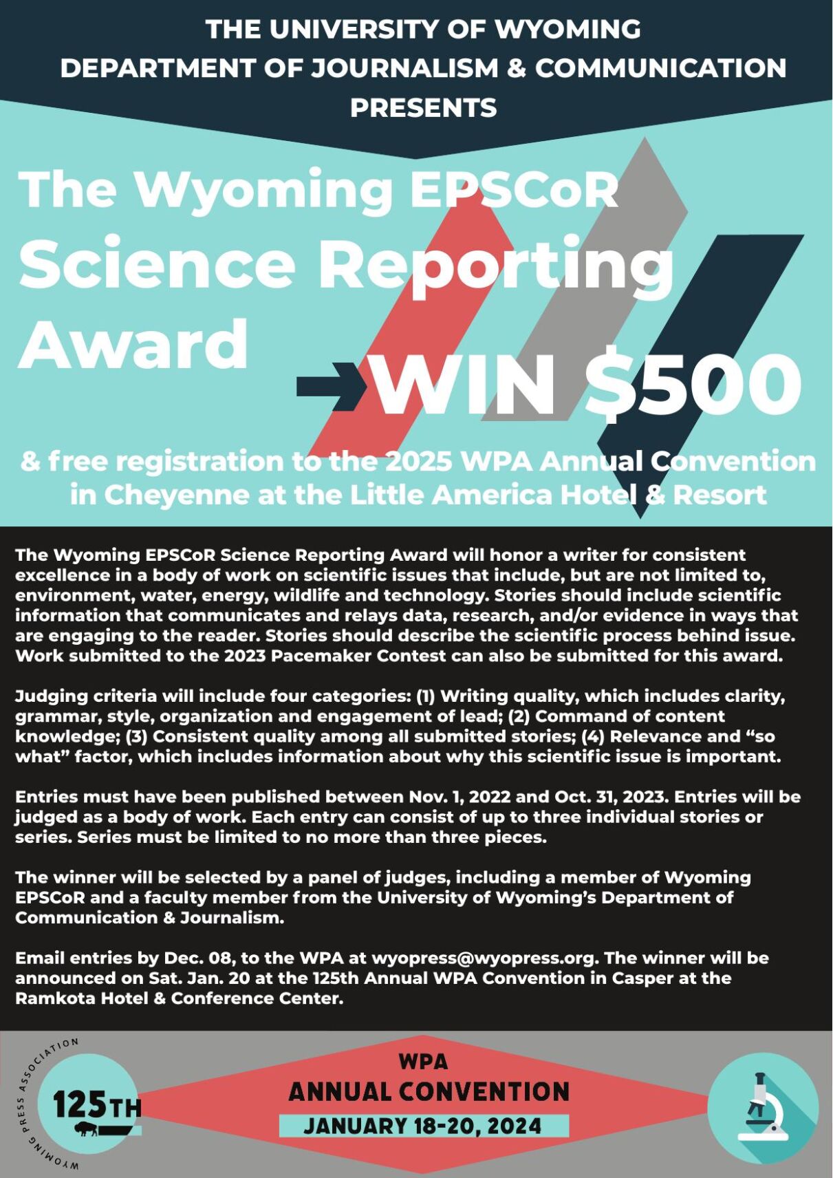 Rules: The WY EPSCoR Science Reporting Award 2023 | News | wyopress.org