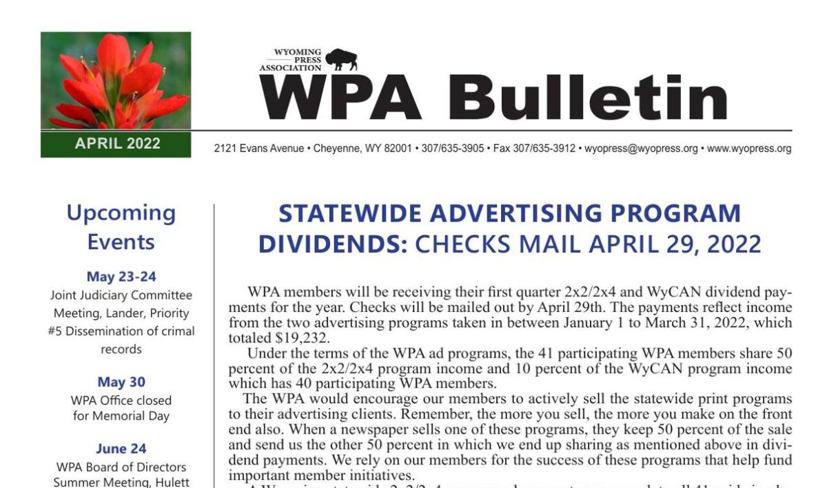 WPA  April 2022 Bulletin