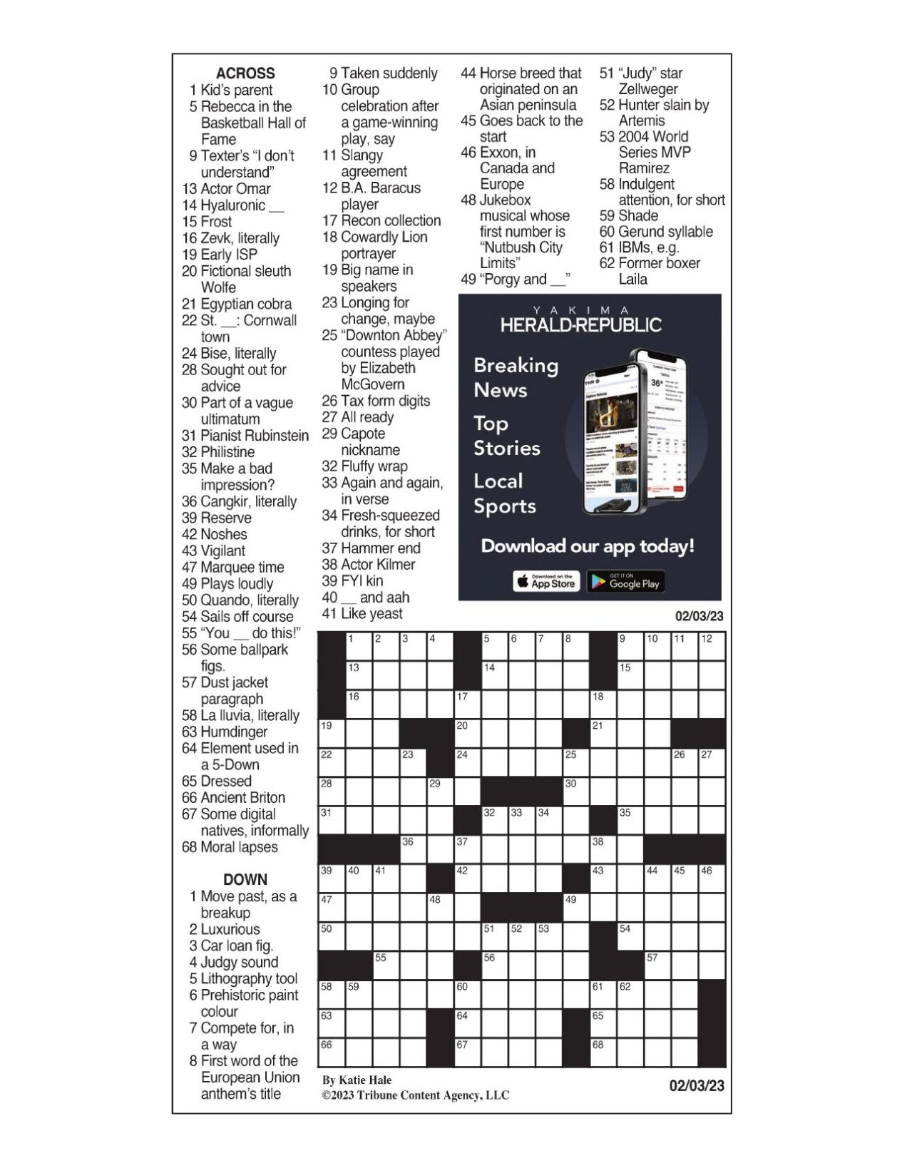 LA Times Crossword Feb. 3, 2023 Crosswords