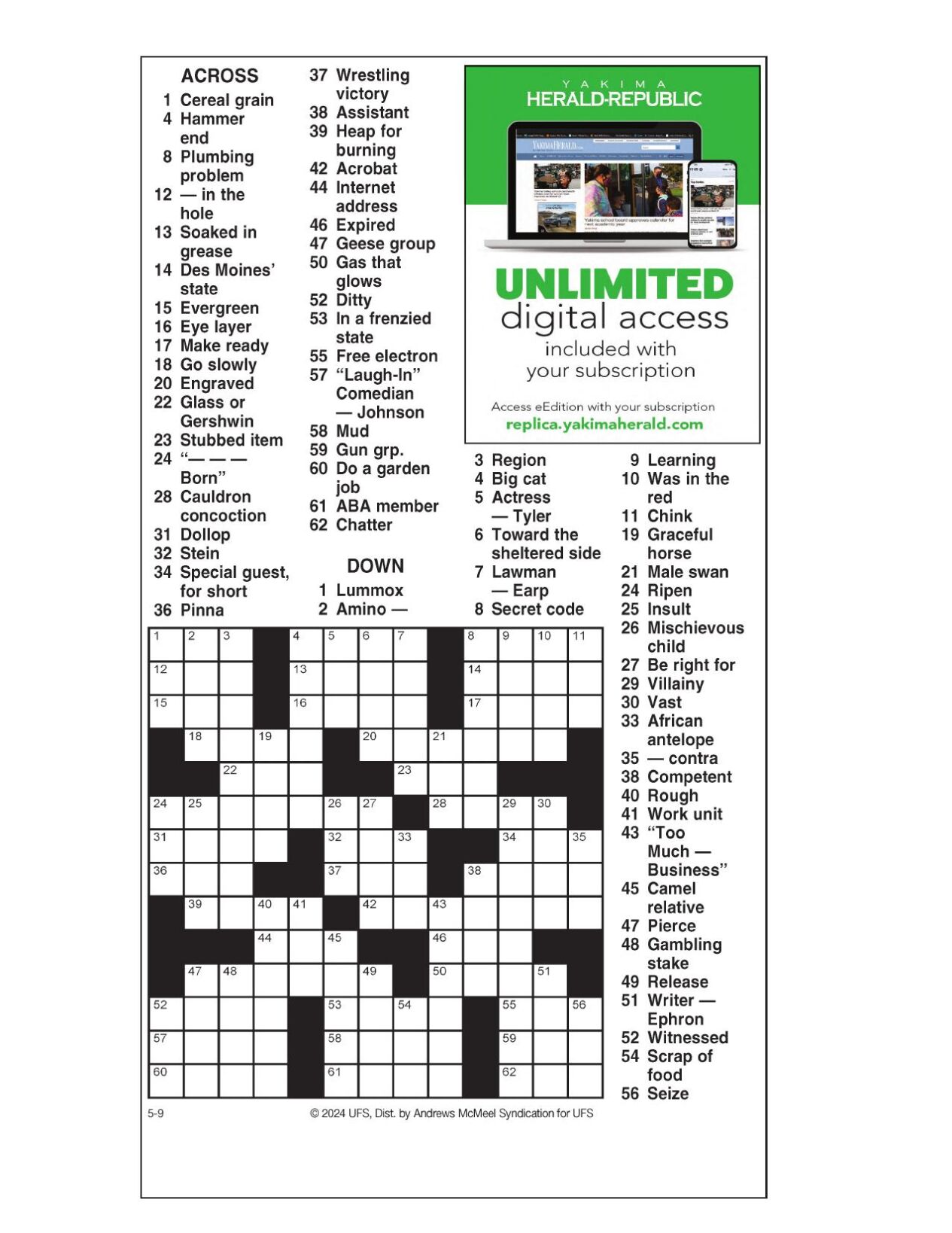 AM Crossword May 9, 2024 Crosswords