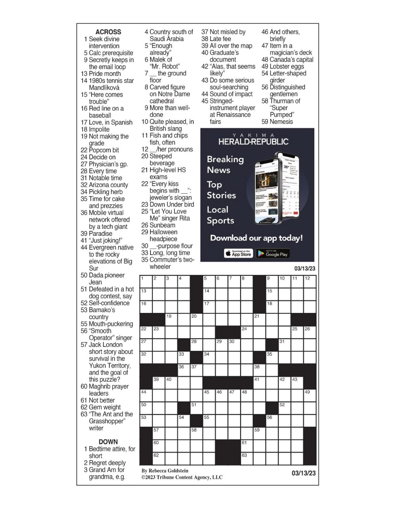 LA Times Crossword March 13, 2023 Crosswords