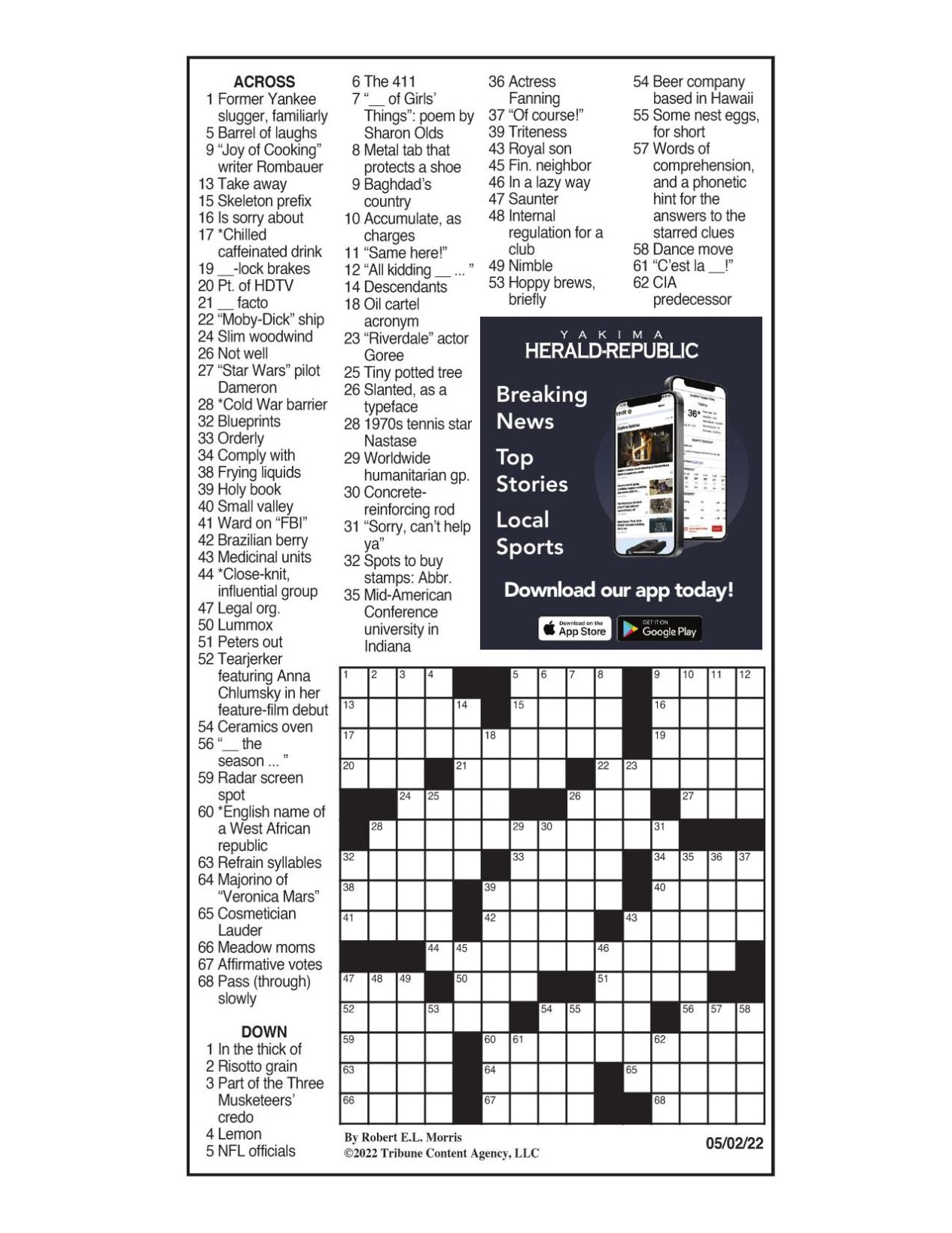 LA Times Crossword: May 2, 2022 | Crosswords | yakimaherald.com