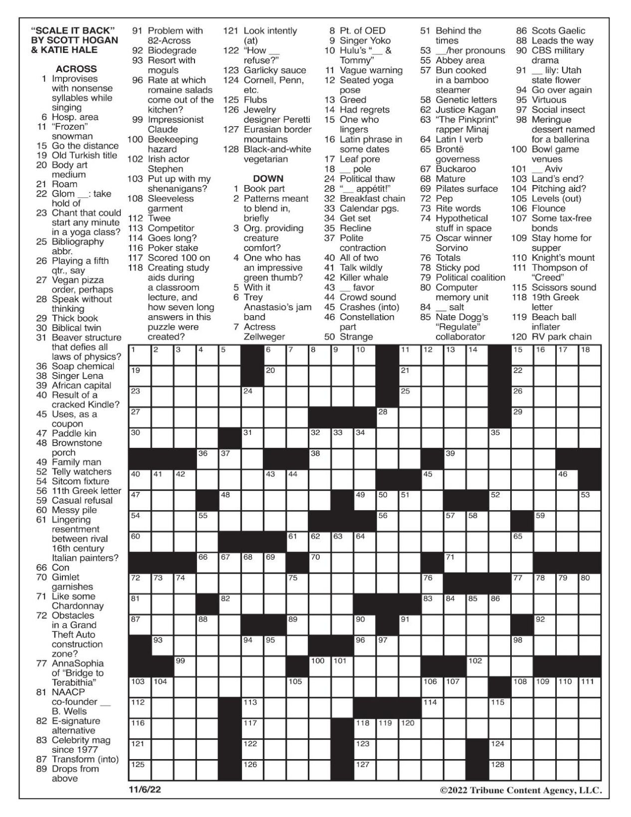LA Times Crossword Nov. 6, 2022 Crosswords
