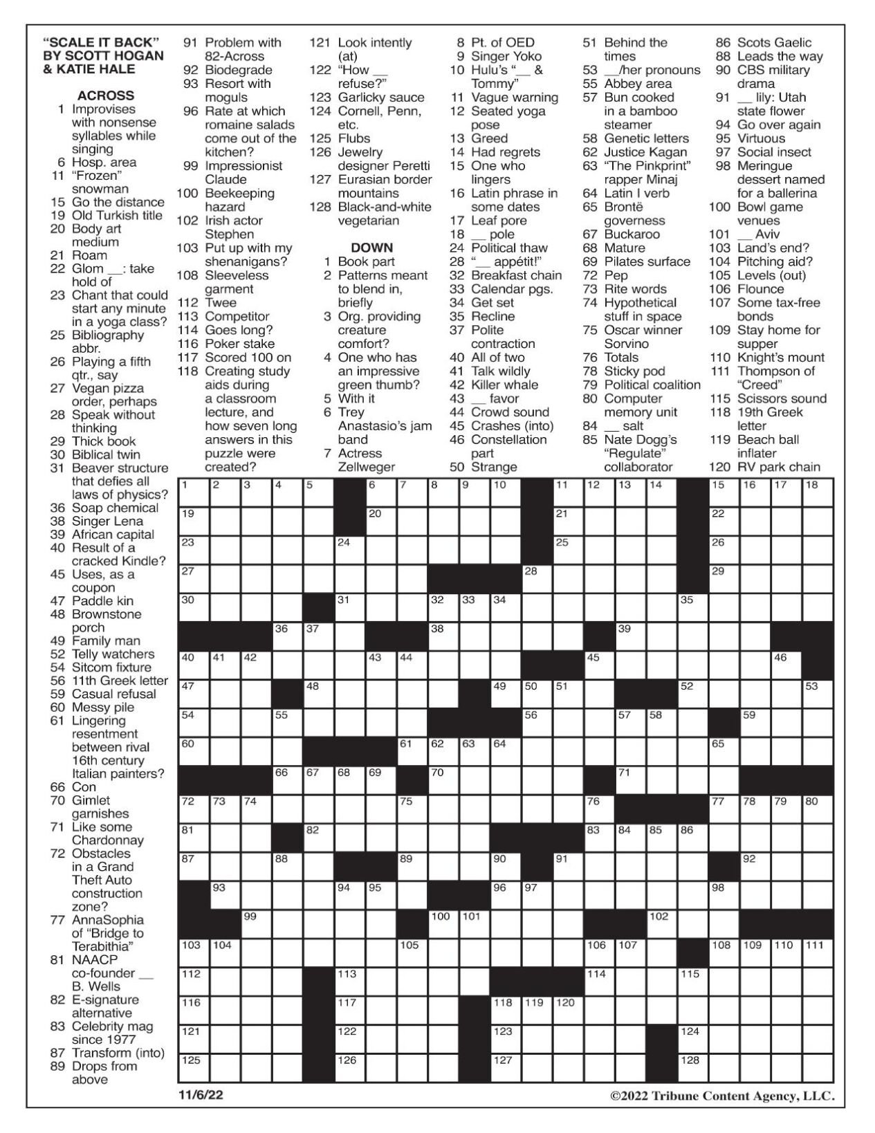 LA Times Crossword Answers 6 May 2018, Sunday 