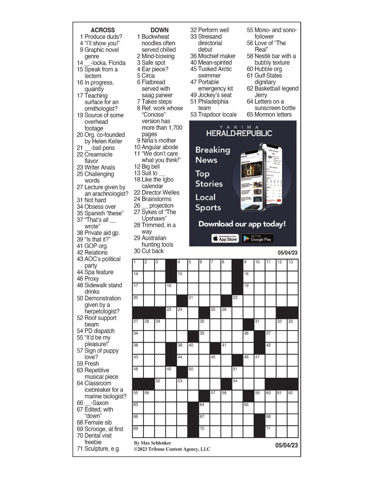 LA Times Crossword May 4, 2023 Crosswords