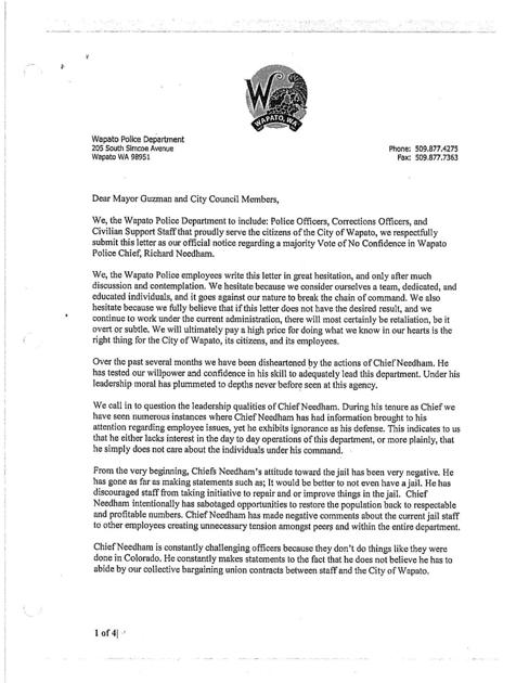 No Confidence Letter To Mayor And Council Yakimaherald Com