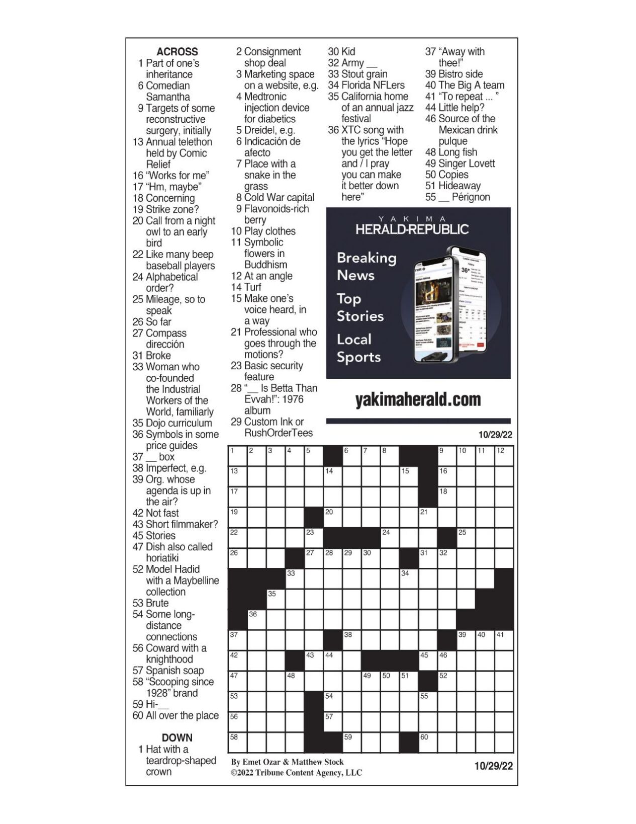 LA Times Crossword 29 Nov 18, Thursday 