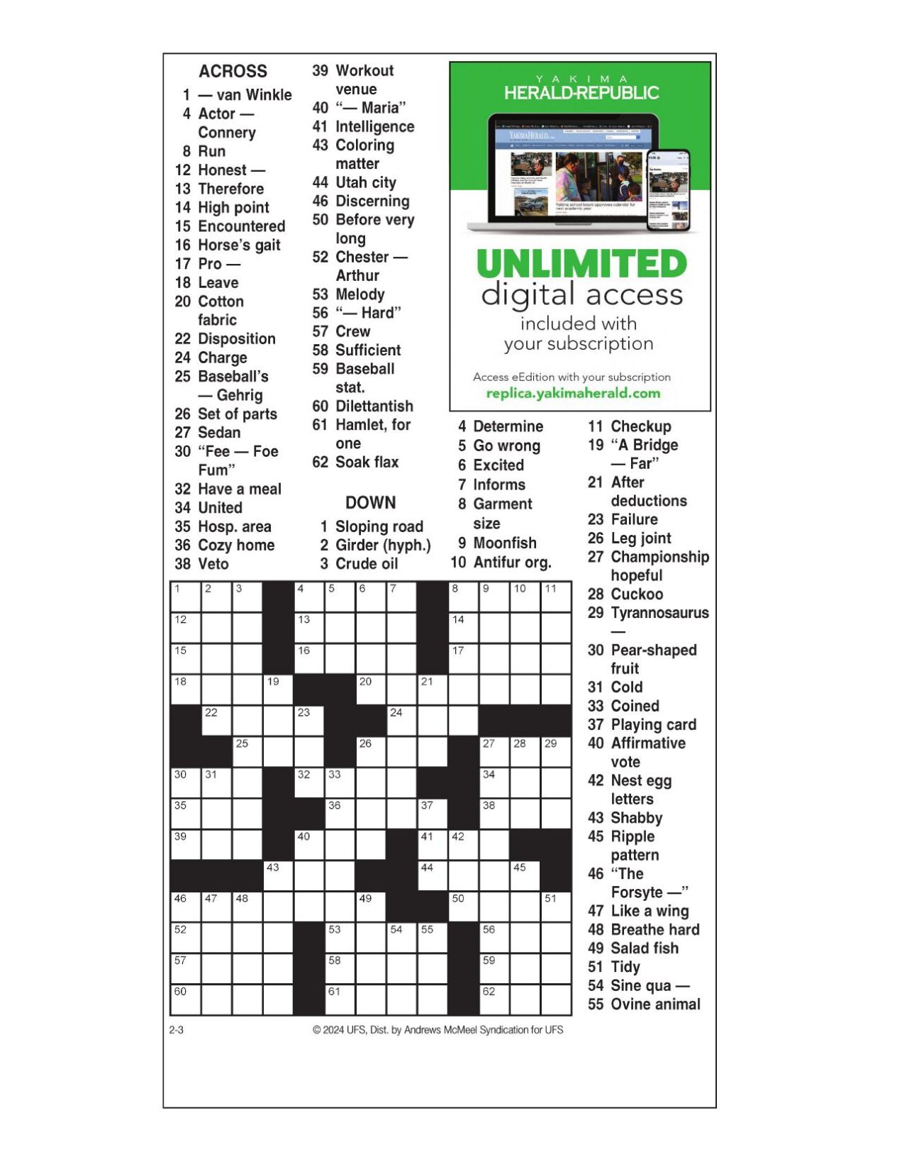 AM Crossword Feb 3 2024 Crosswords Yakimaherald Com   65bd77db61ad9.preview 