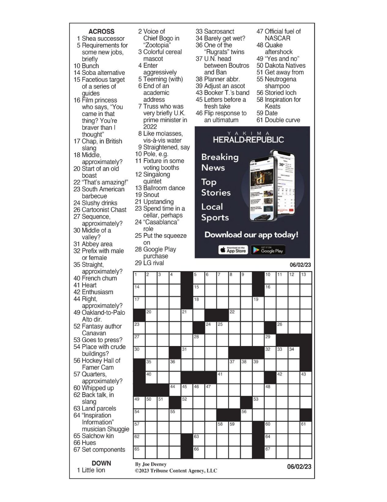 LA Times Crossword June 2, 2023 Crosswords