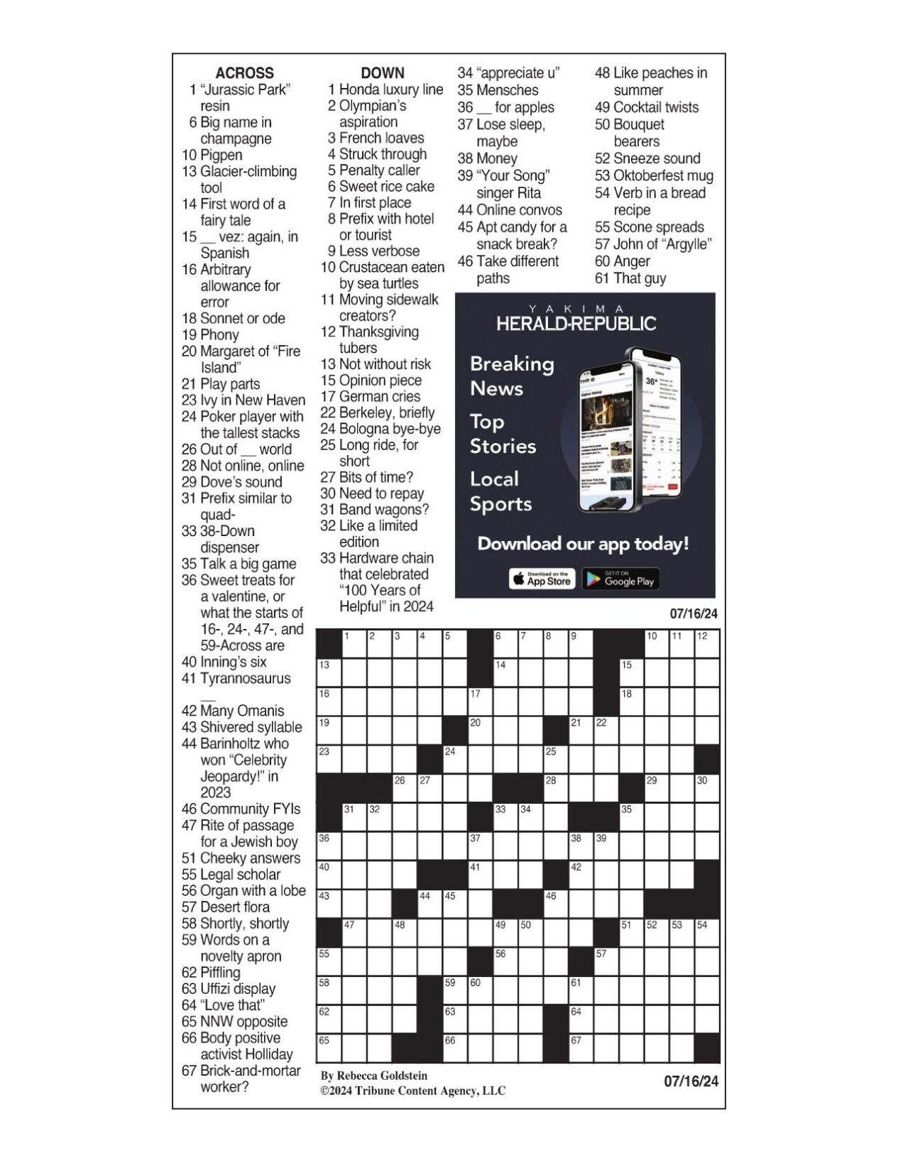 LA Times Crossword July 16, 2024 Crosswords