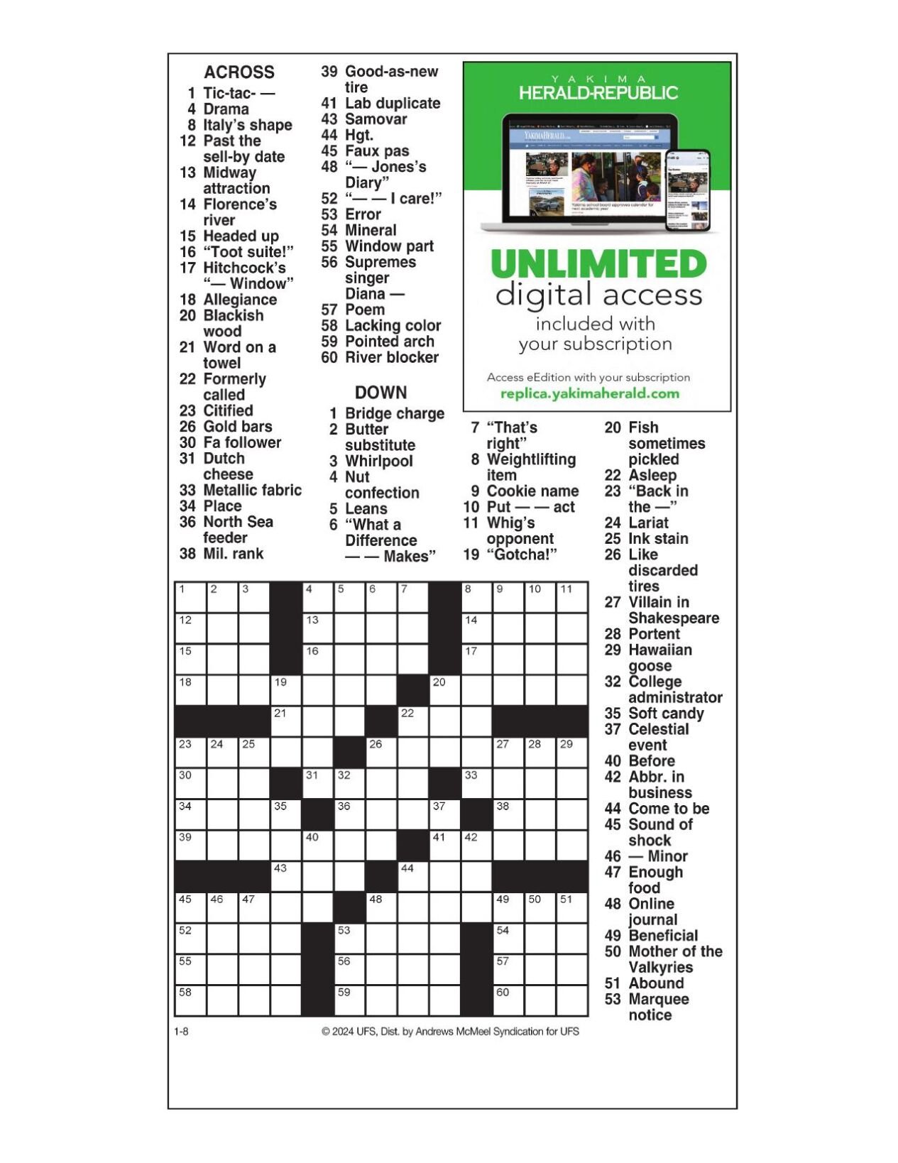 AM Crossword Jan 8 2024 Crosswords Yakimaherald Com   659ba52b176cf.preview 