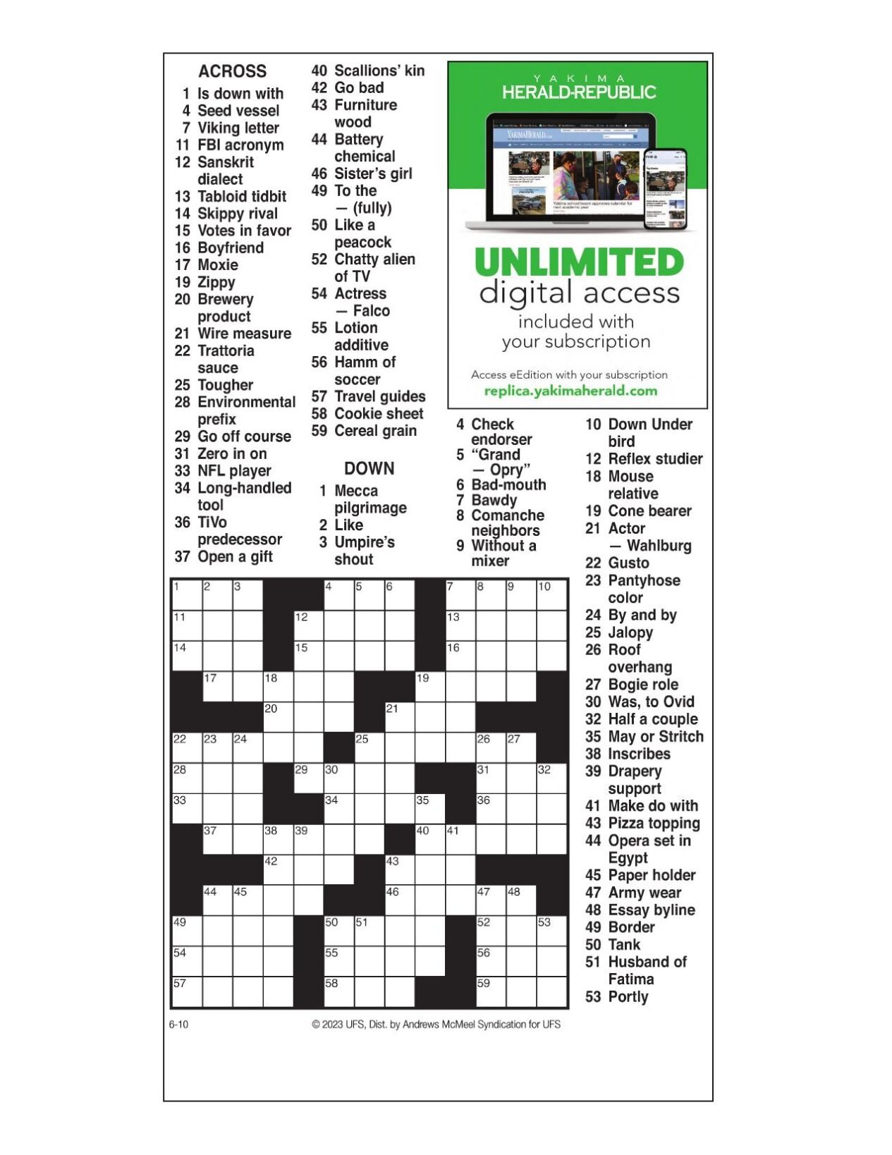 AM Crossword June 10, 2023 Crosswords