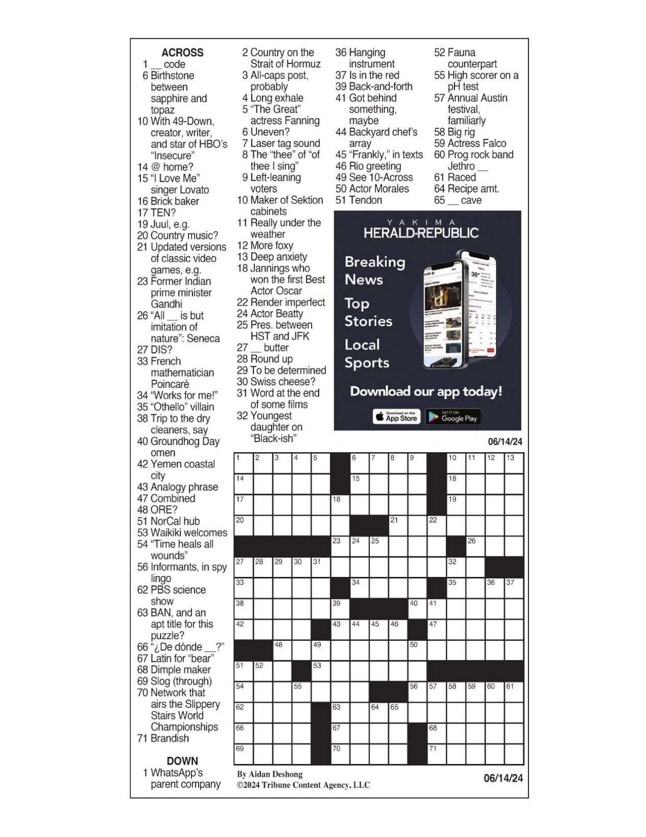 LA Times Crossword June 14, 2024 Crosswords