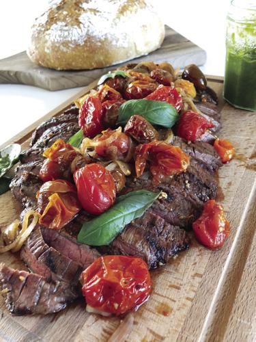 Flank Steak With Roasted Cherry Tomatoes And Herb Vinaigrette Magazine 