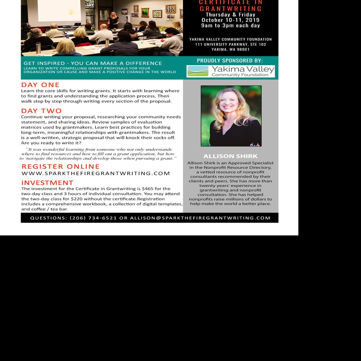 Certificate In Grantwriting Calendar Yakimaherald Com