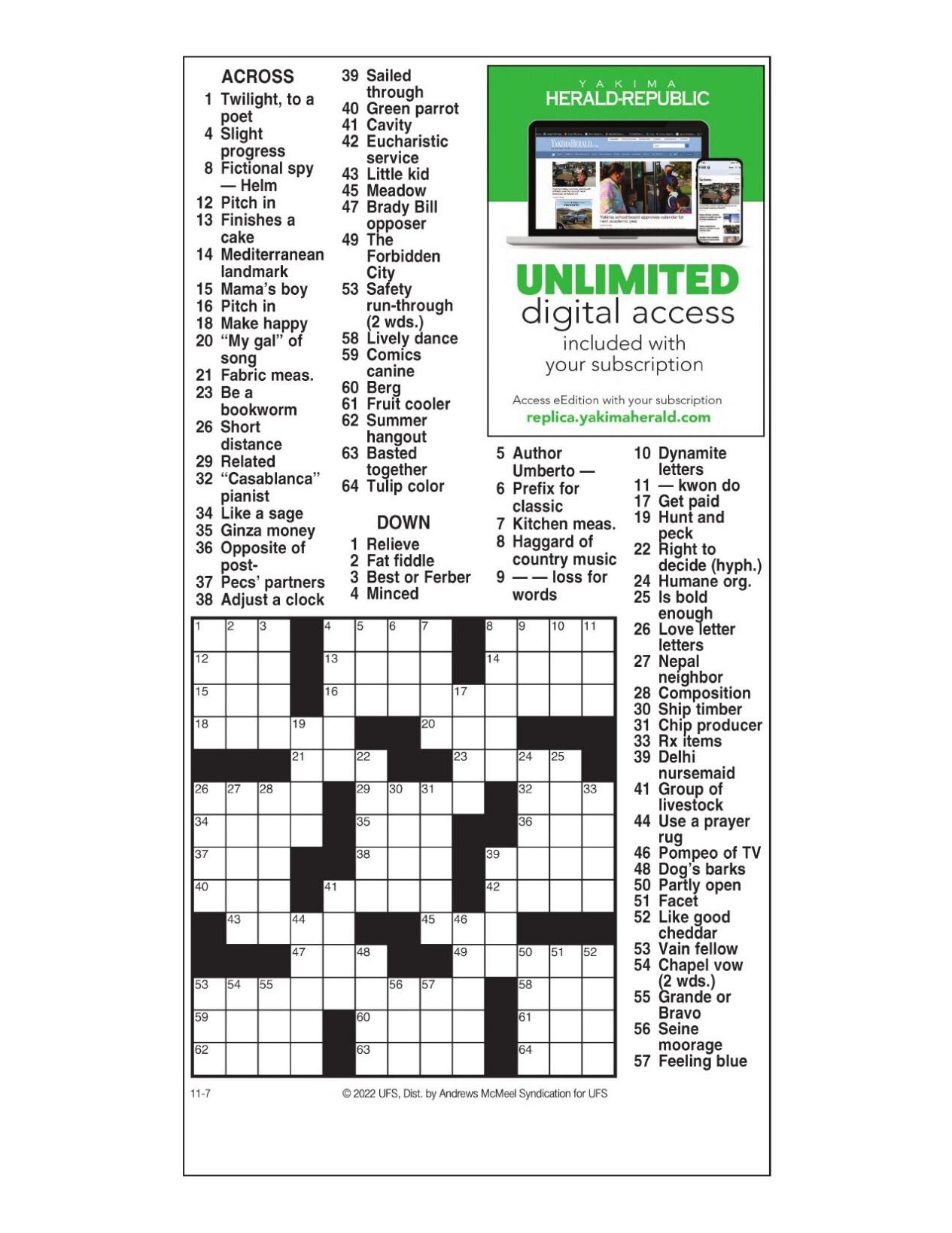 Crossword November 7, Puzzles