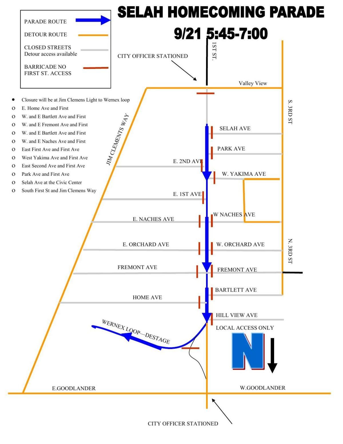 Printable map of Selah Parade route Local