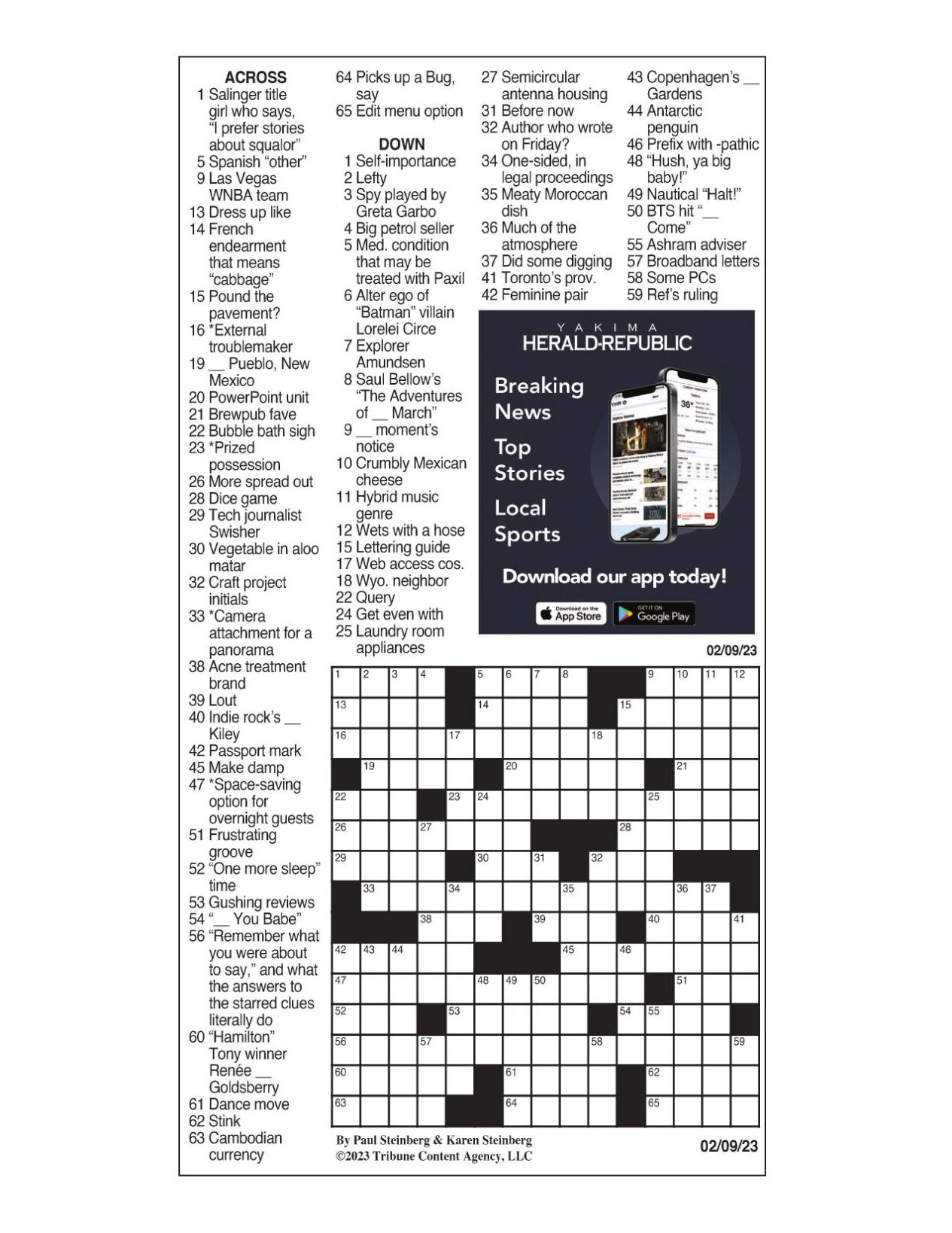 LA Times Crossword Feb. 9, 2023 Crosswords