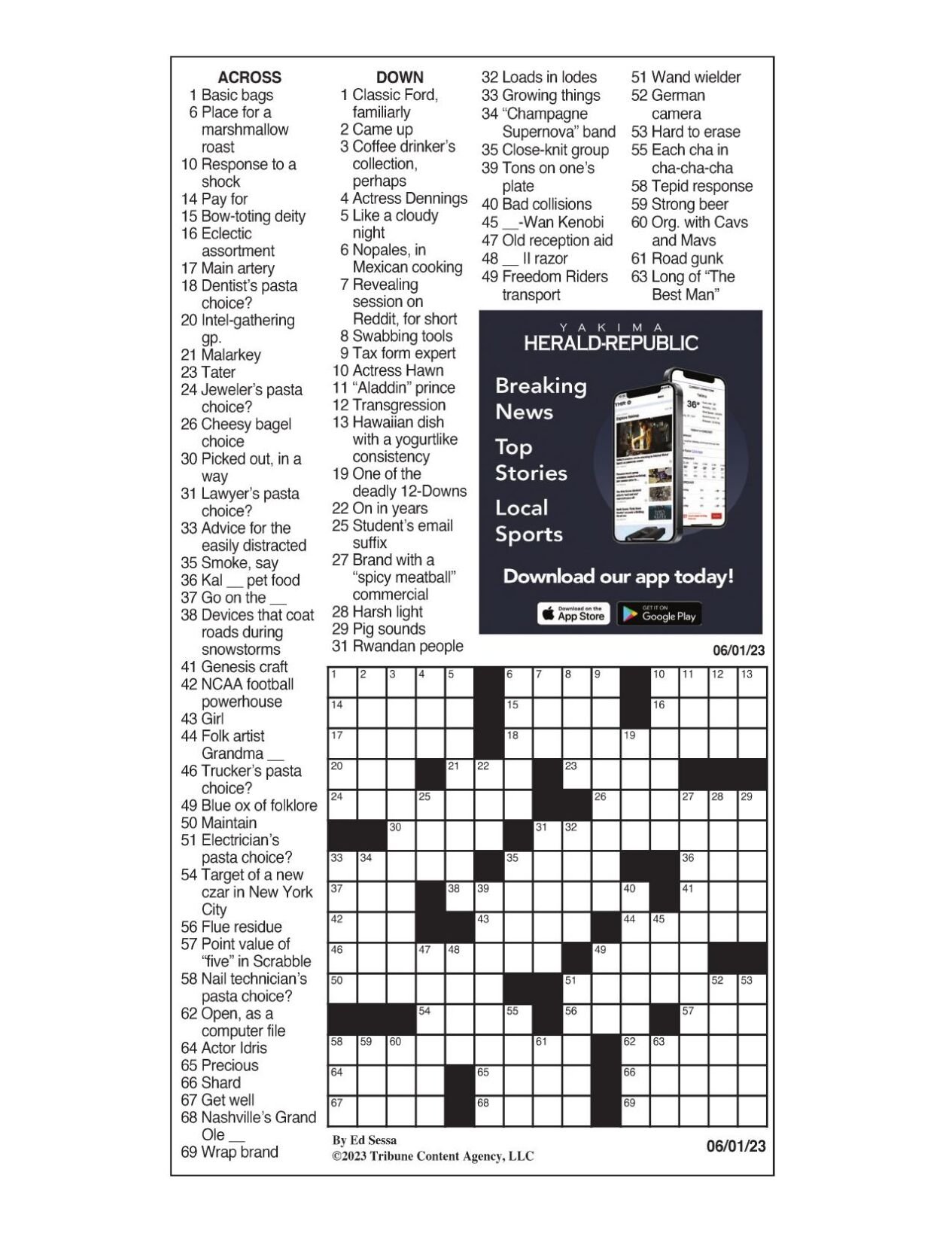 LA Times Crossword June 1, 2023 Crosswords