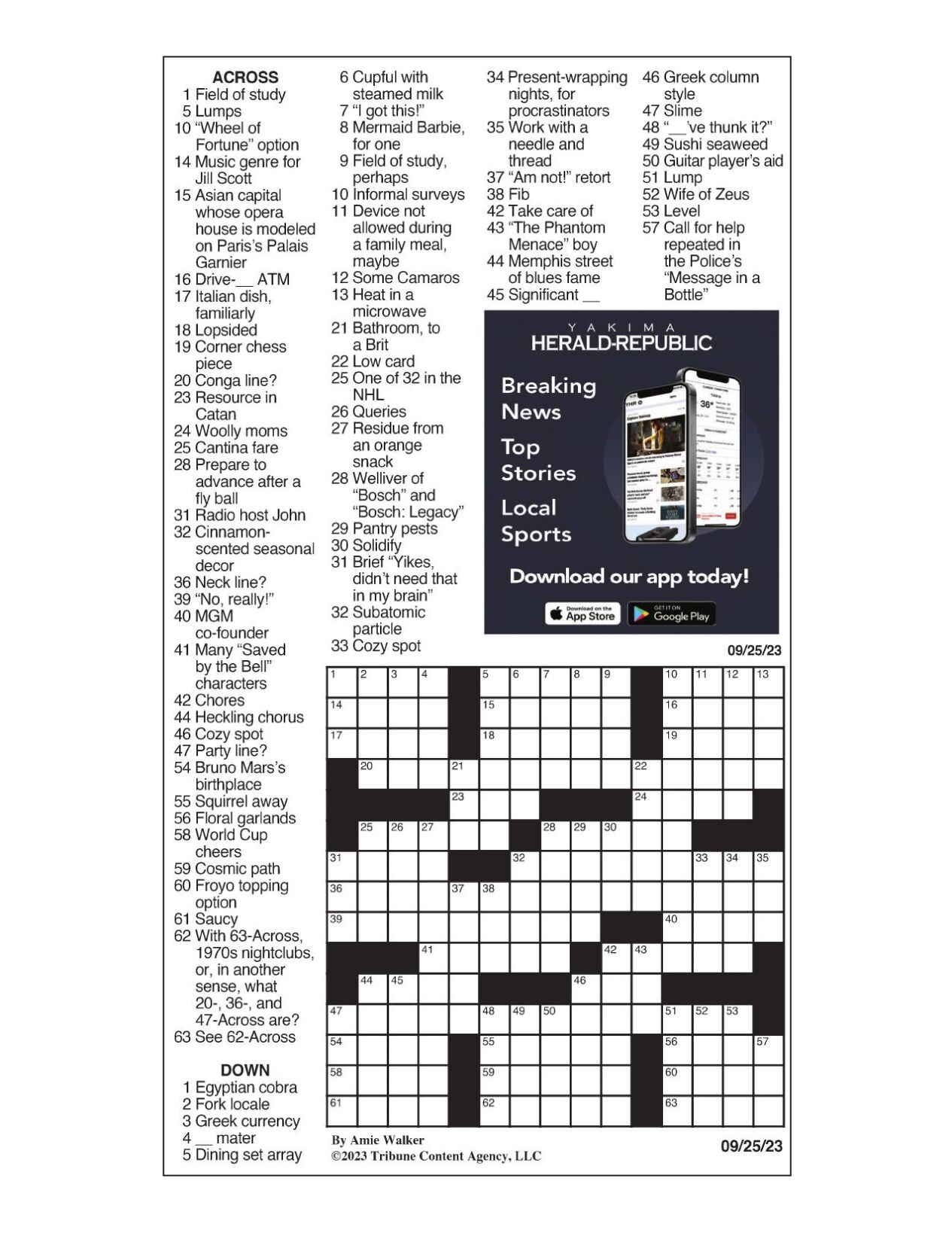 LA Times Crossword 1 Sep 23, Friday 