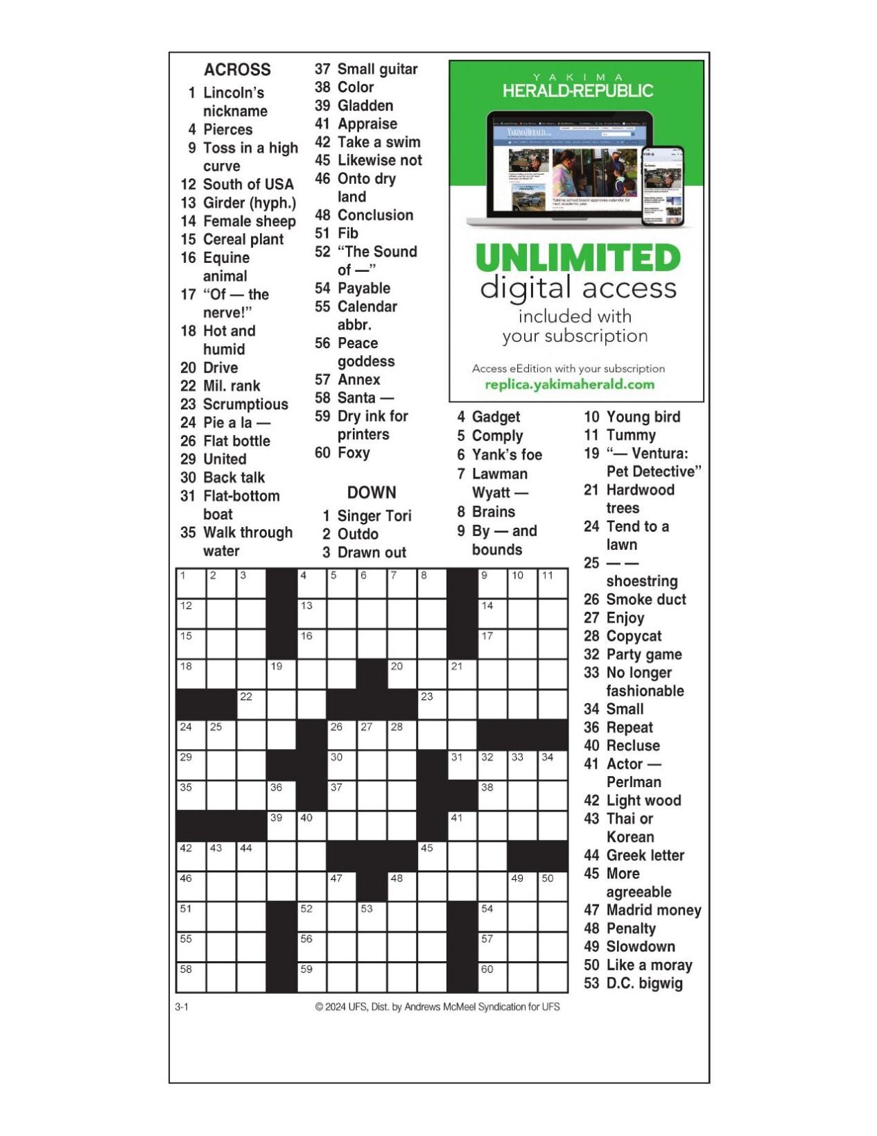 AM Crossword March 1 2024 Crosswords Yakimaherald Com   65dce65ce500a.preview 