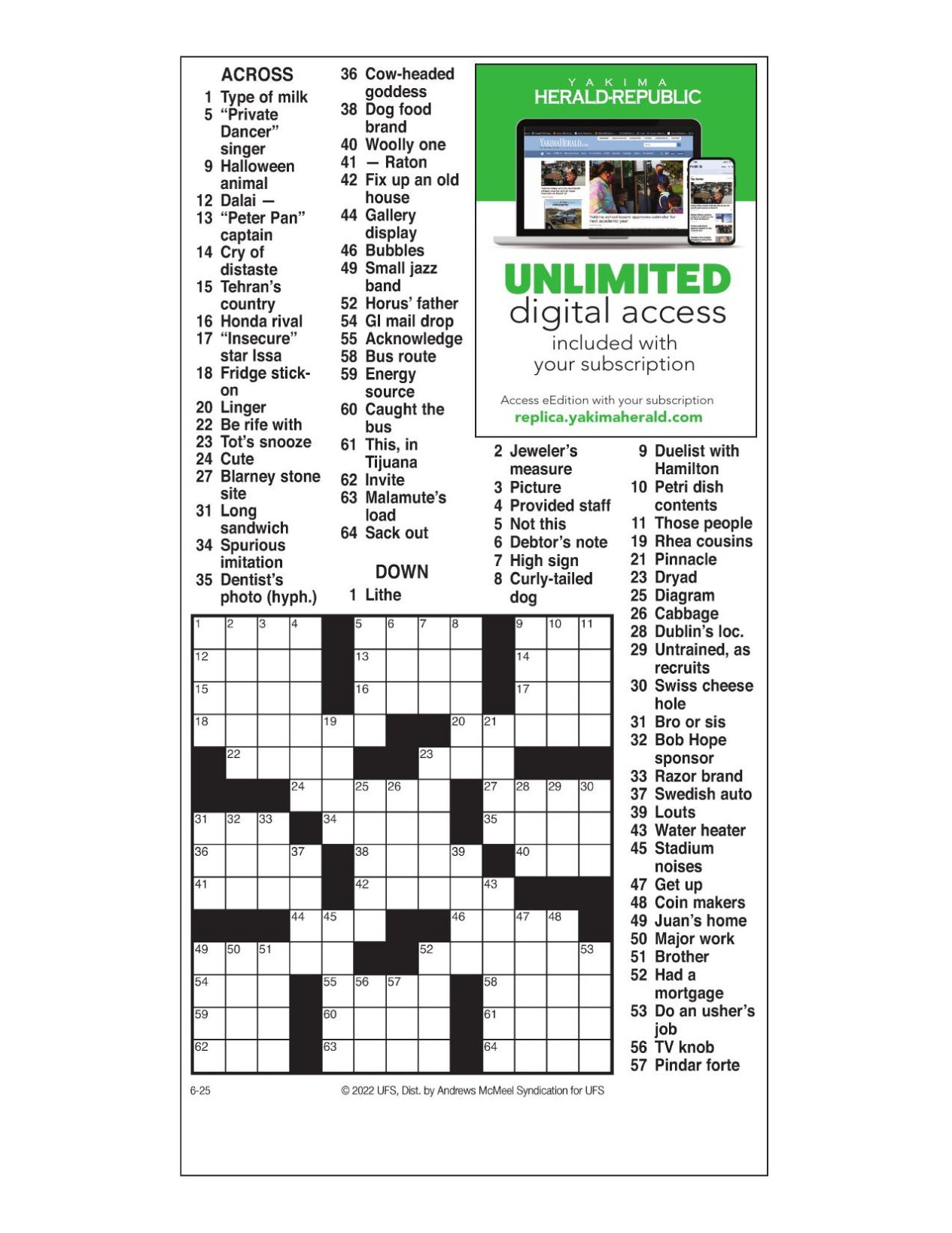 AM Crossword June 25, 2022 Crosswords