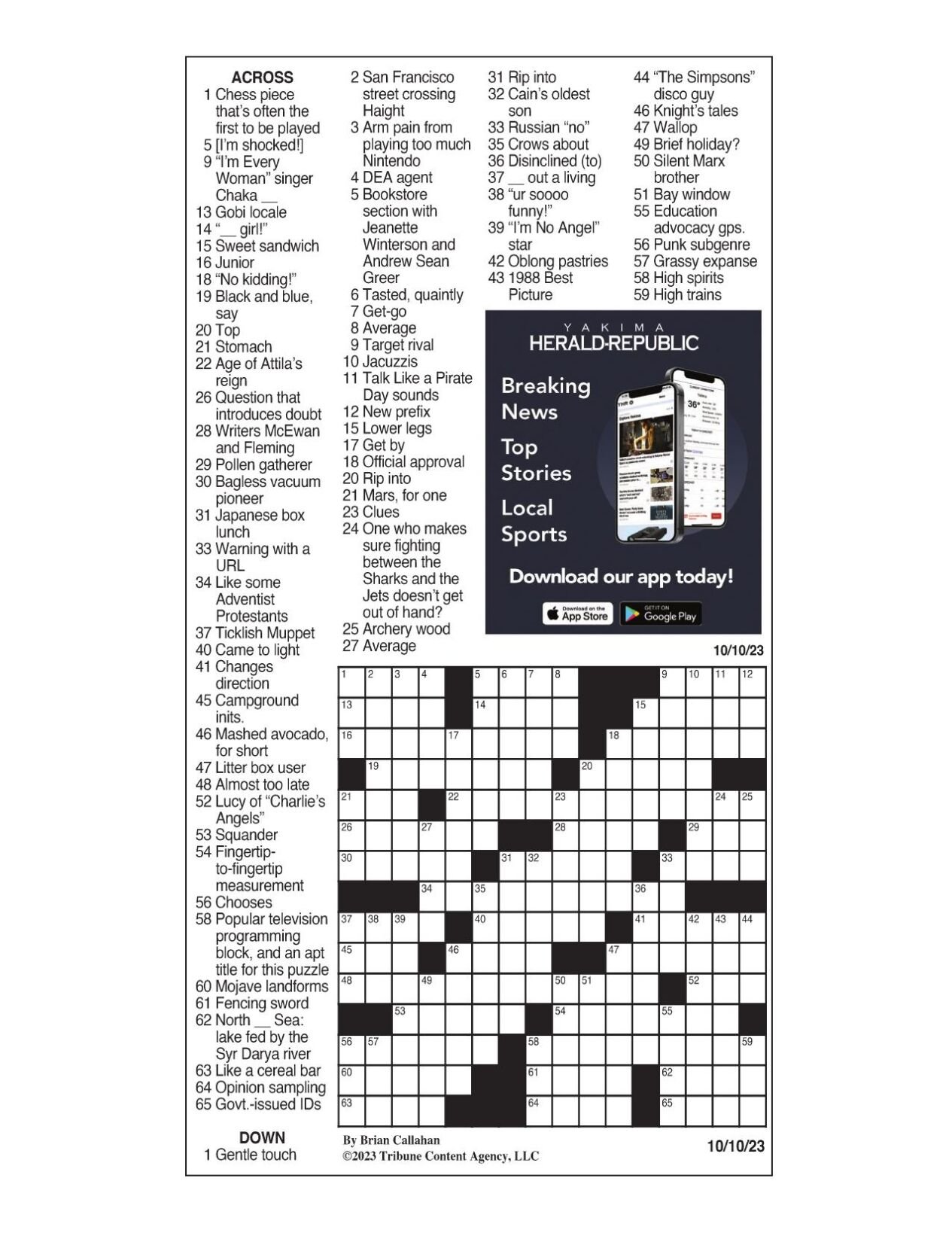 LA Times Crossword 10 Oct 23, Tuesday 