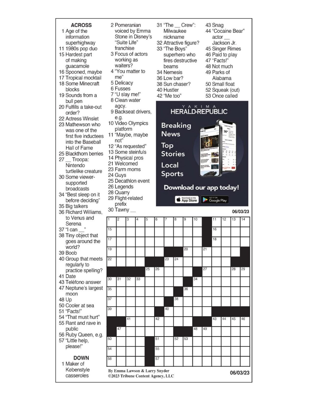 LA Times Crossword June 3, 2023 Crosswords