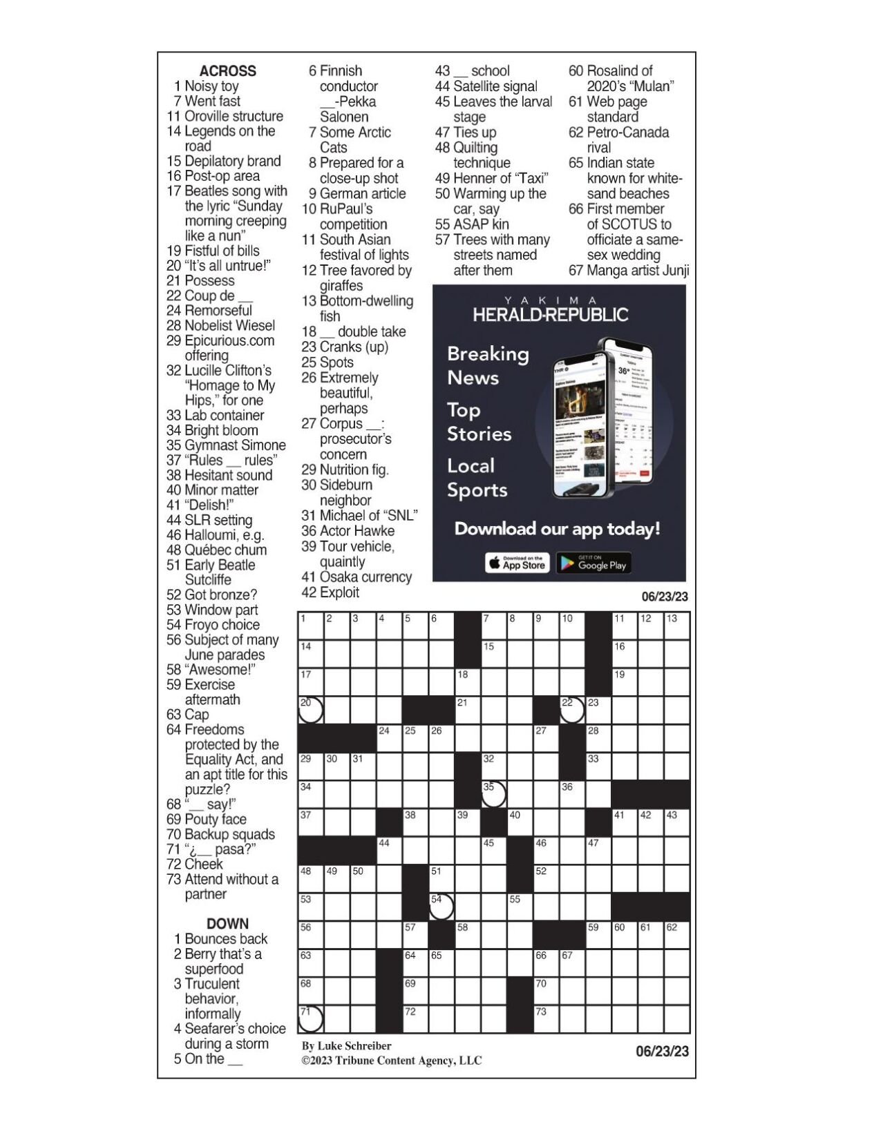 LA Times Crossword June 23, 2023 Crosswords