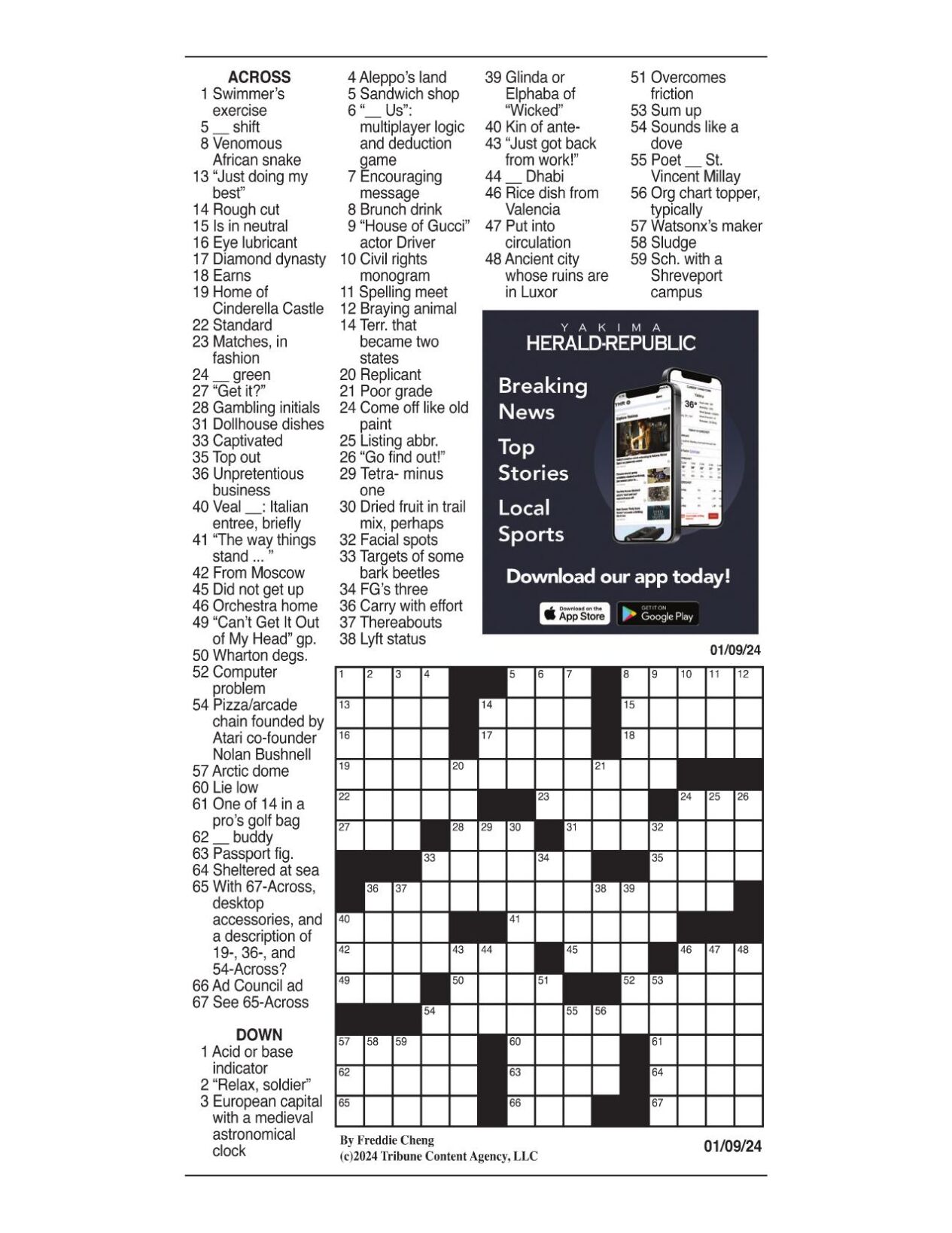 LA Times Crossword Jan. 9, 2025 Crosswords