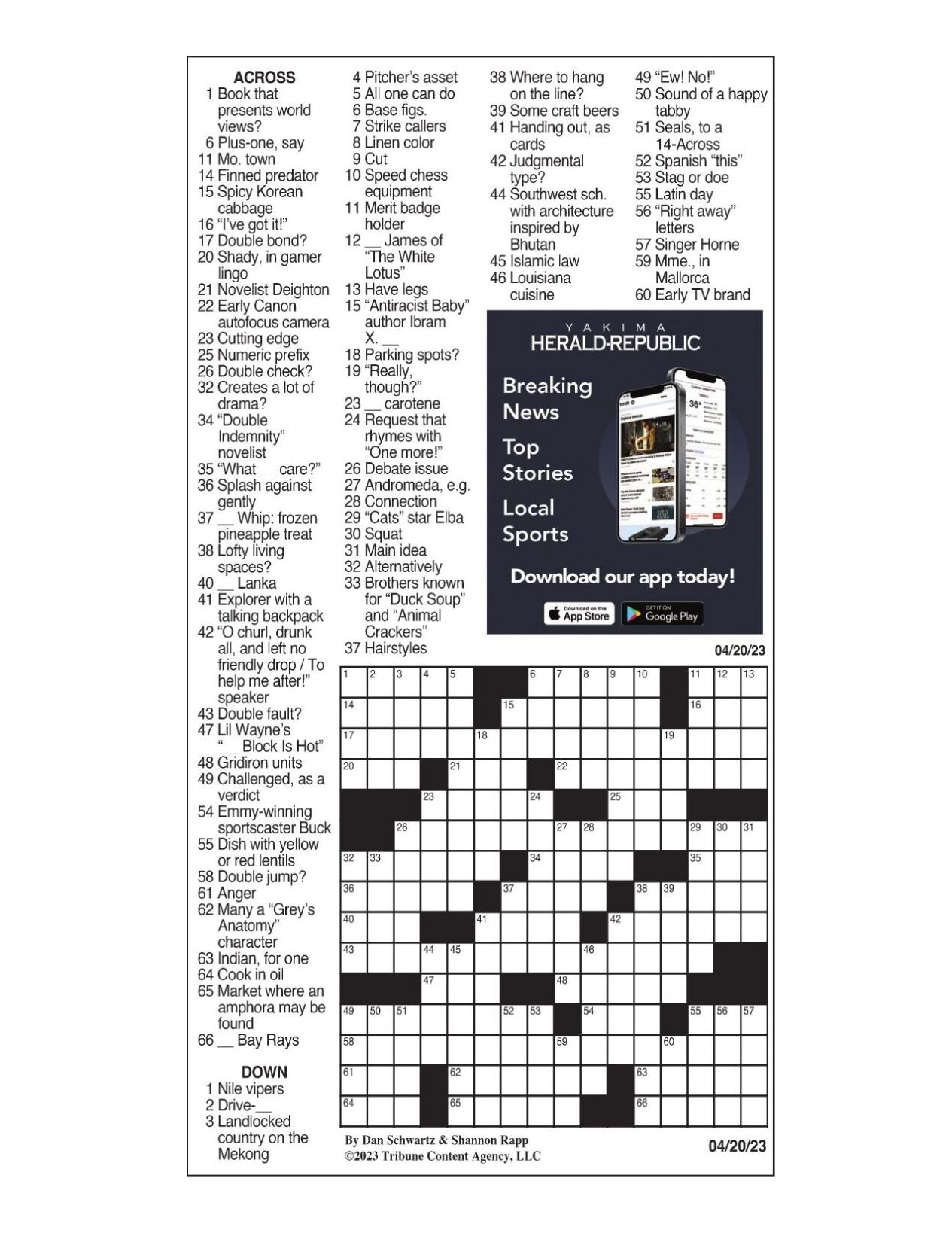 LA Times Crossword April 20, 2023 Crosswords