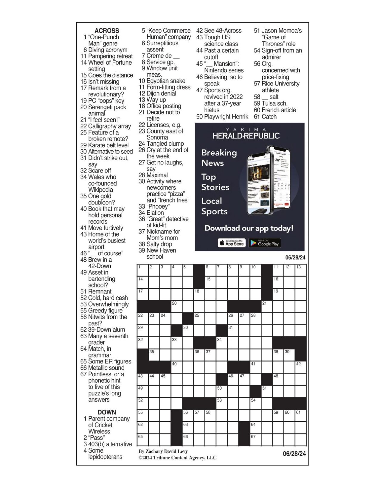 LA Times Crossword June 28, 2024 Crosswords