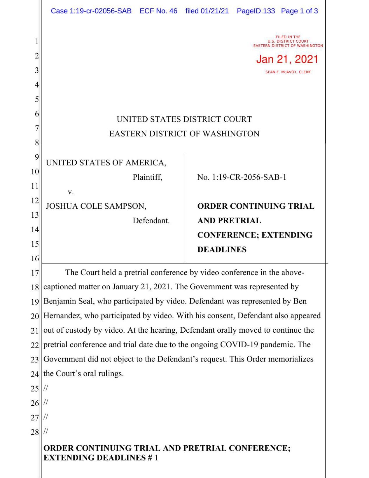 Sampson continuance | | yakimaherald.com
