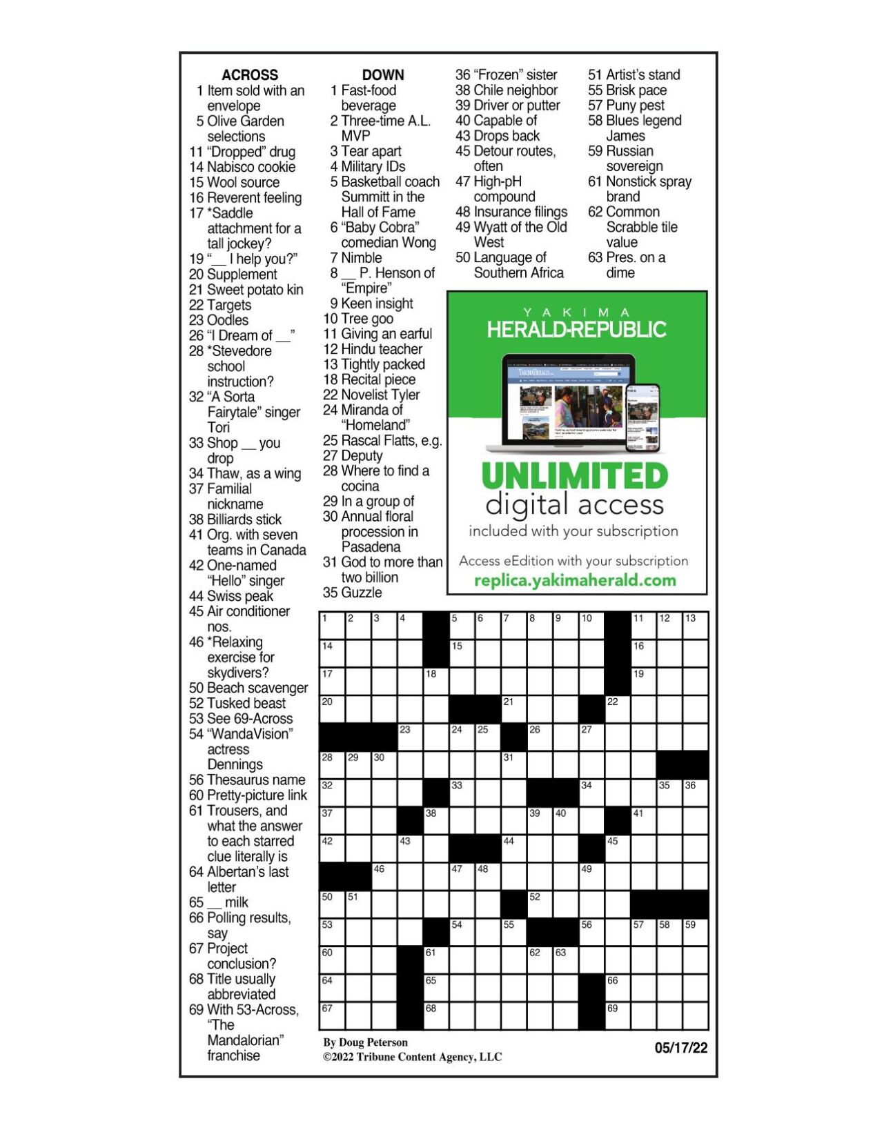 LA Times Crossword 17 May 19, Friday 