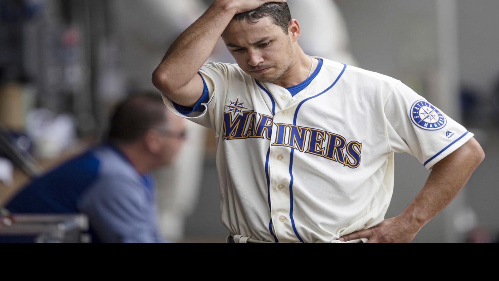 Seattle Mariners pitcher Marco Gonzales poses for a photo as he wears a  club T-shirt with Believe across the front before a baseball game against  the Los Angeles Angels, Sunday, Oct. 3