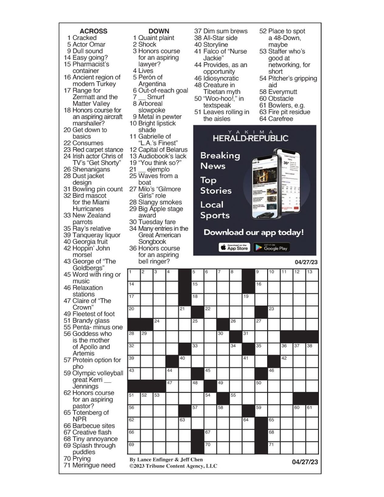 LA Times Crossword April 27, 2023 Crosswords